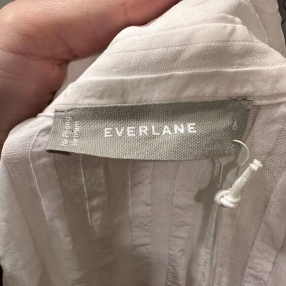 NWT Everlane The City Stripe Shirt Womens Size 6 Button Down Long Sleeve Bone - Picture 8 of 16